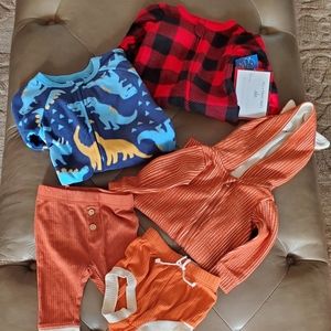 Baby Boy 5 Piece Sleep and Outerwear Bundle Size 0-3 Mos